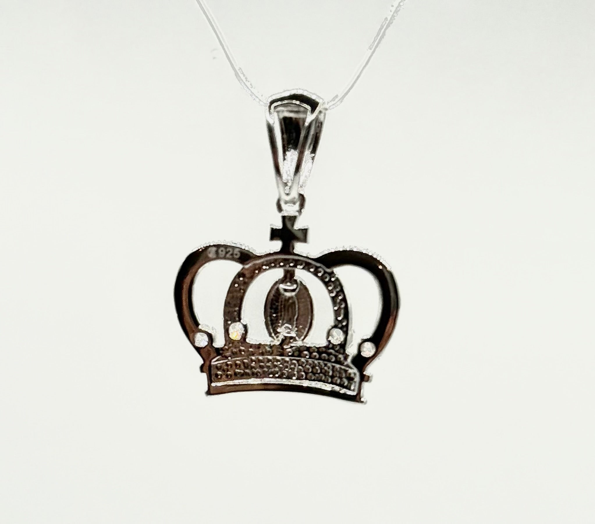 Fancy Virgin Mary crown pendant
