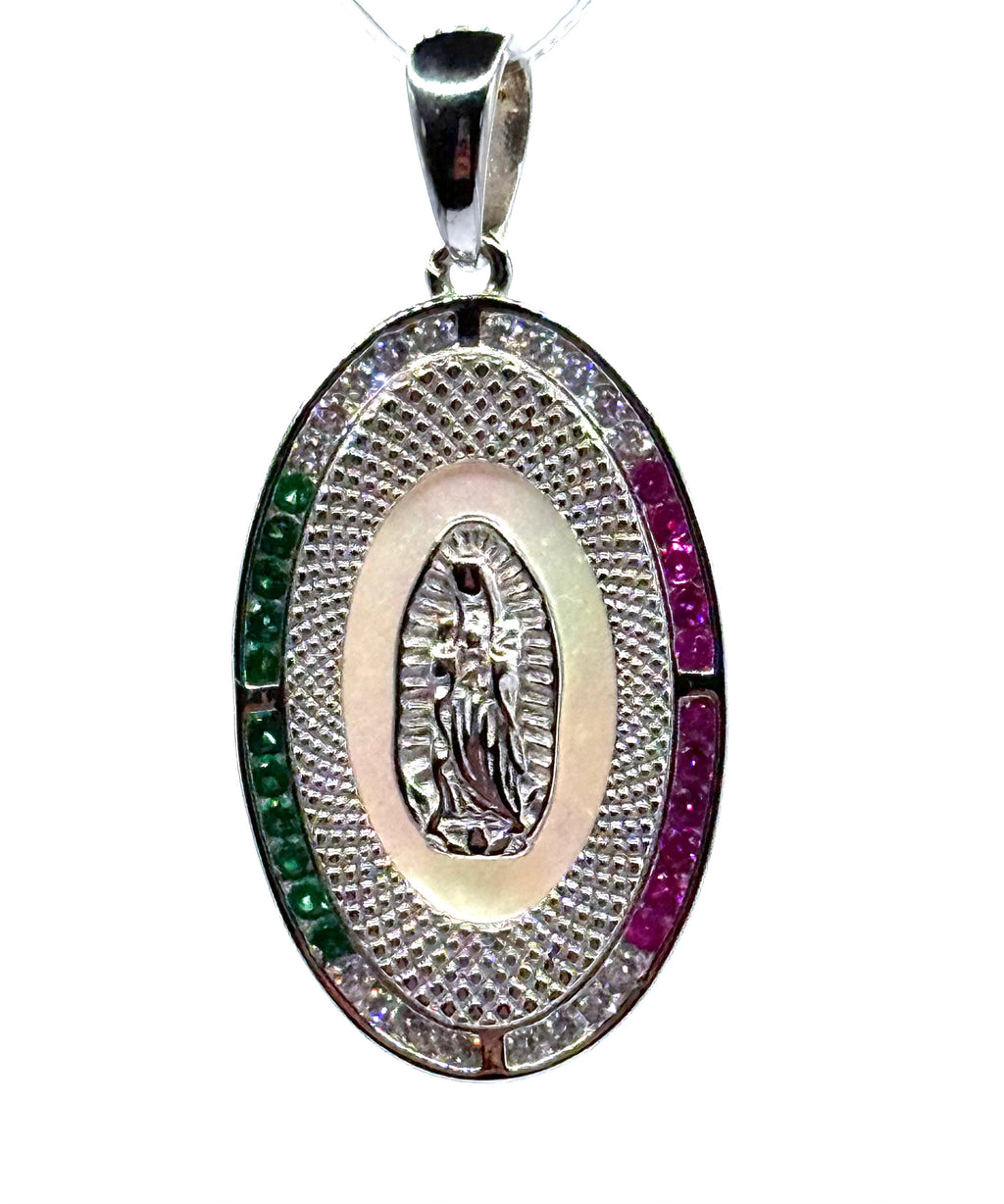 Virgin Mary stones pendant