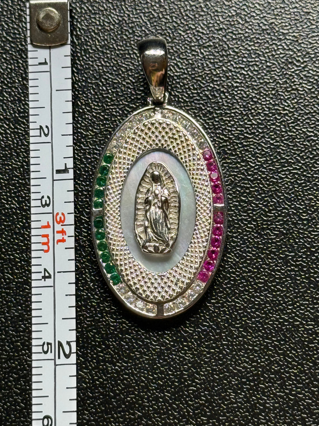 Virgin Mary stones pendant