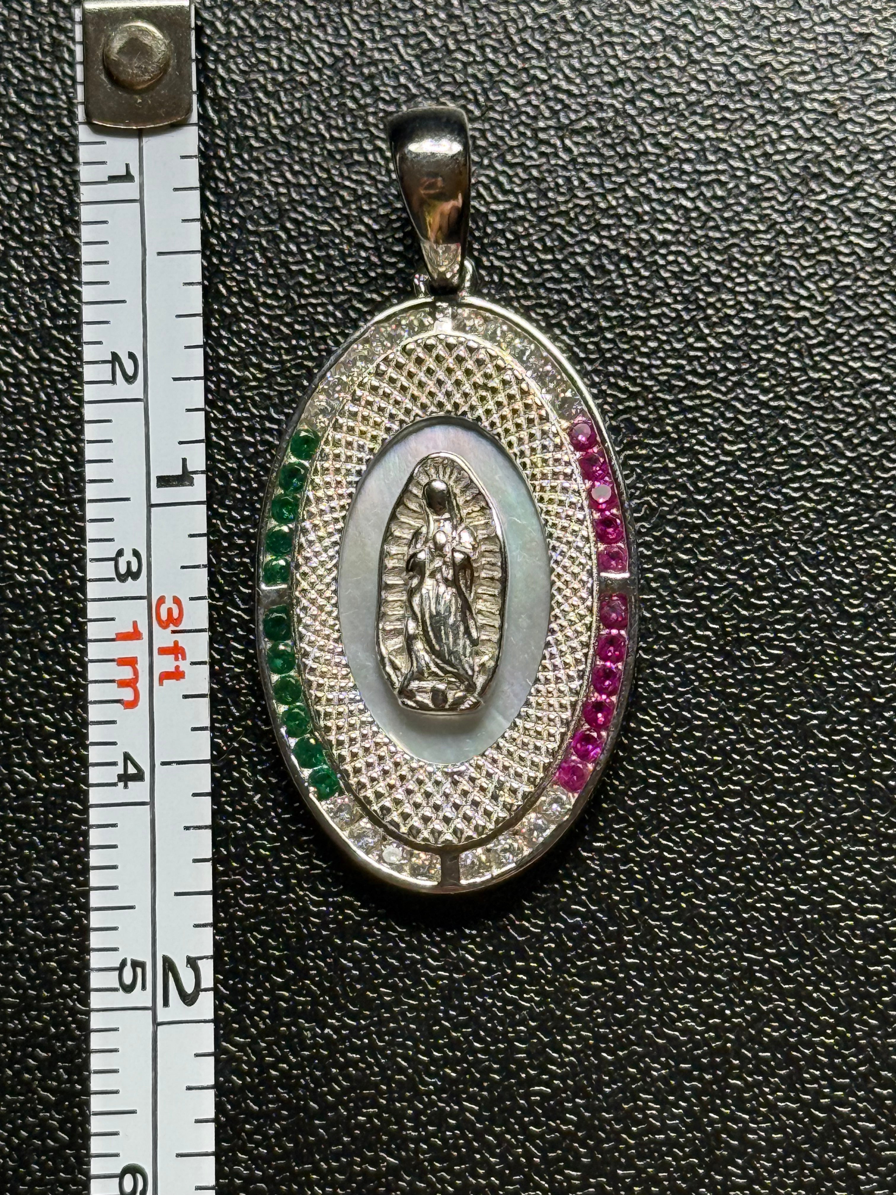 Virgin Mary stones pendant