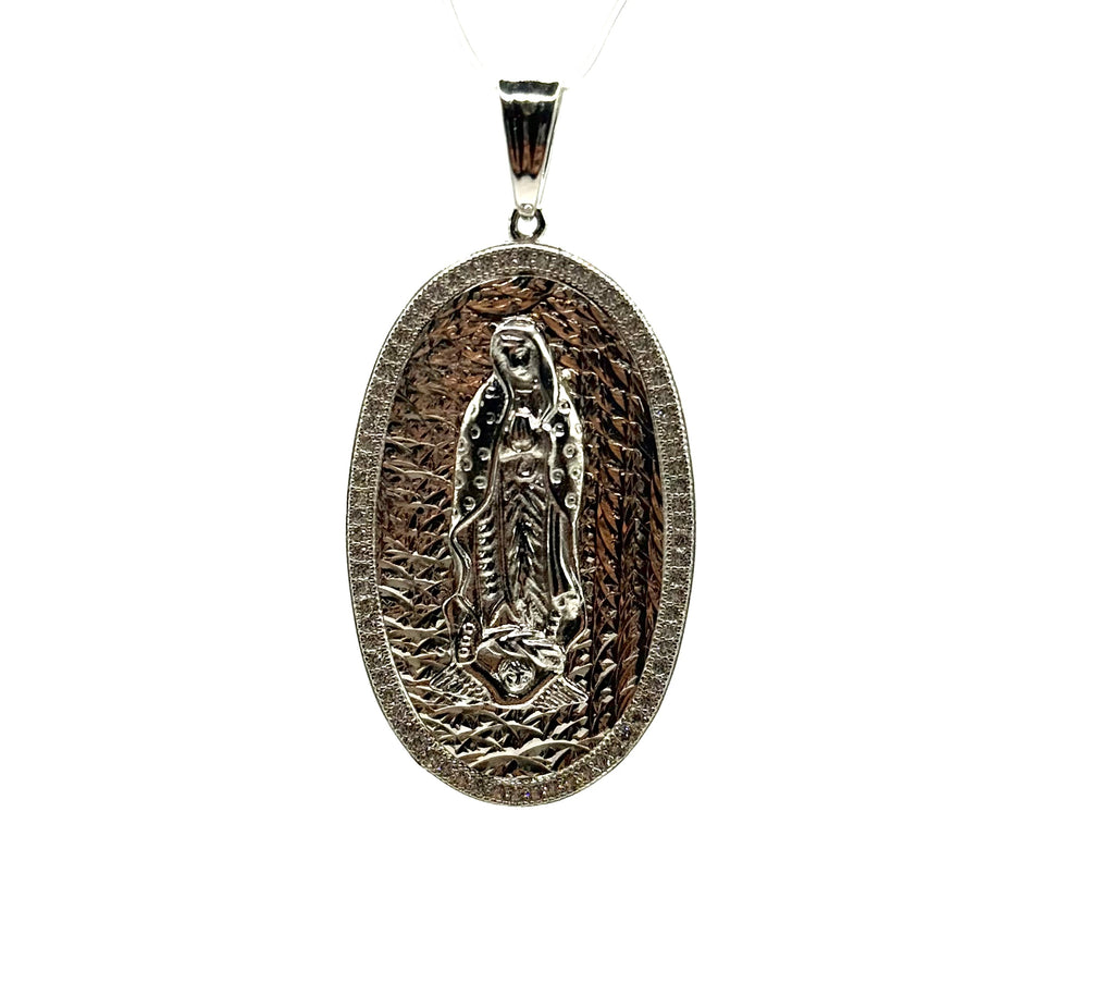 Virgin Mary Oval CZ pendant