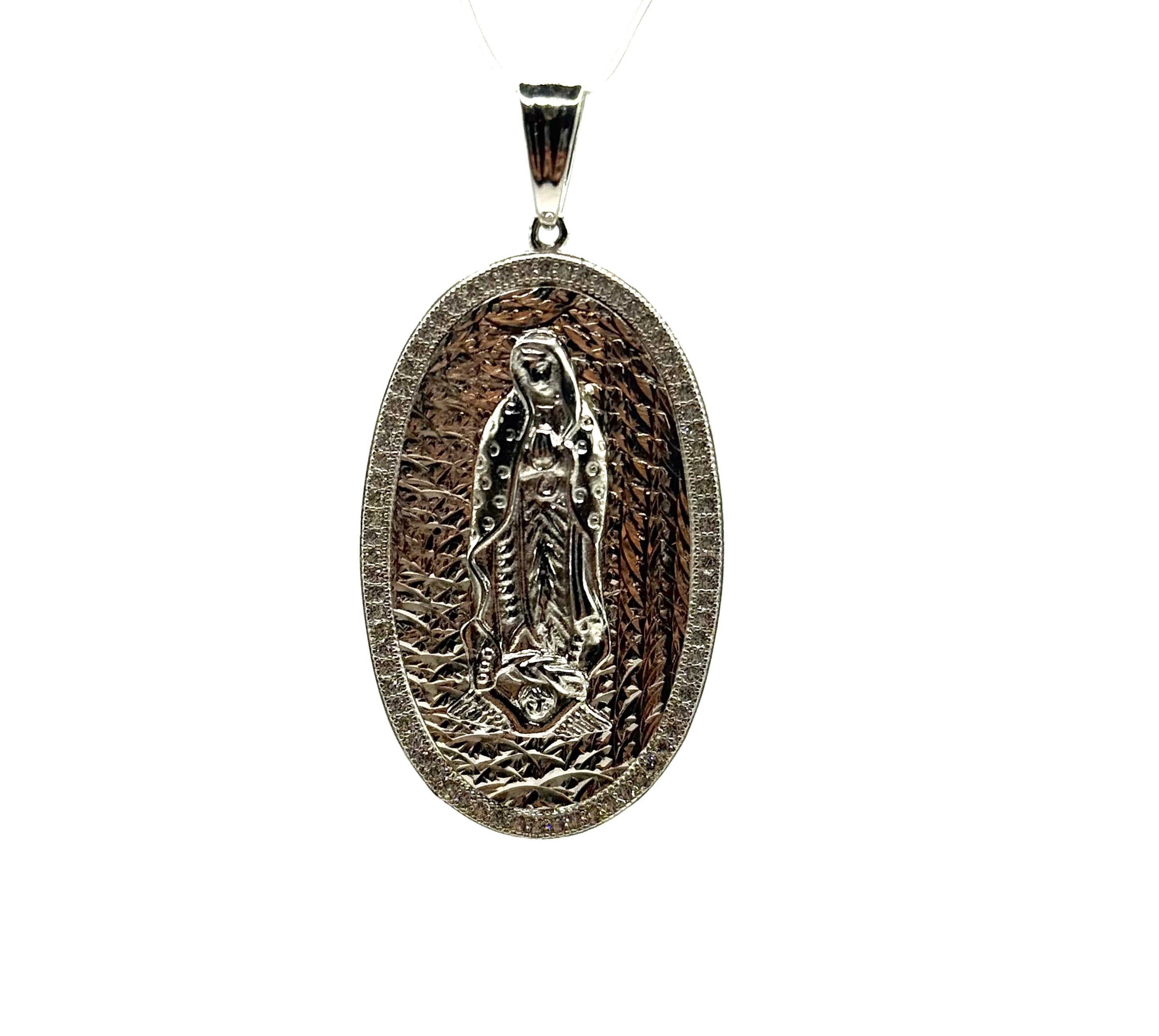 Virgin Mary Oval CZ pendant