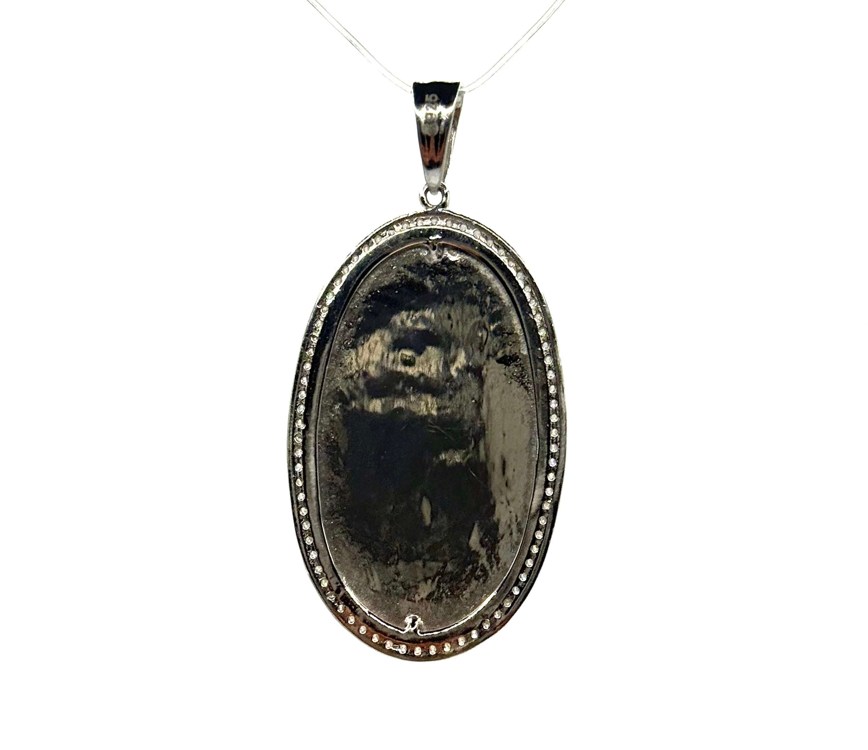 Virgin Mary Oval CZ pendant