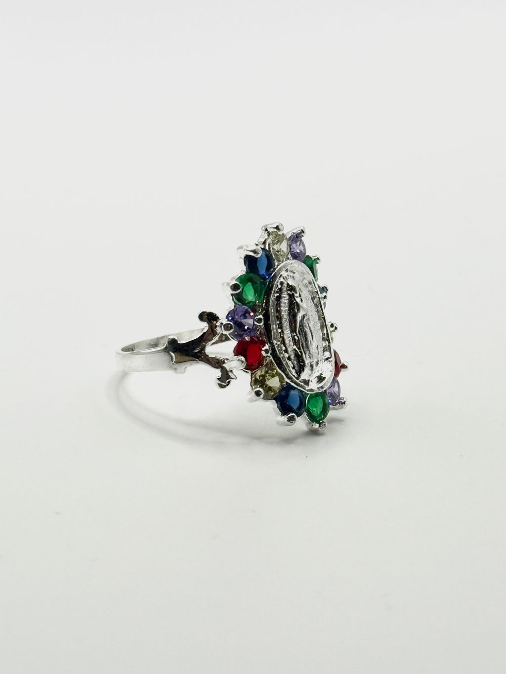 Virgin Mary multi colored stones woman’s ring