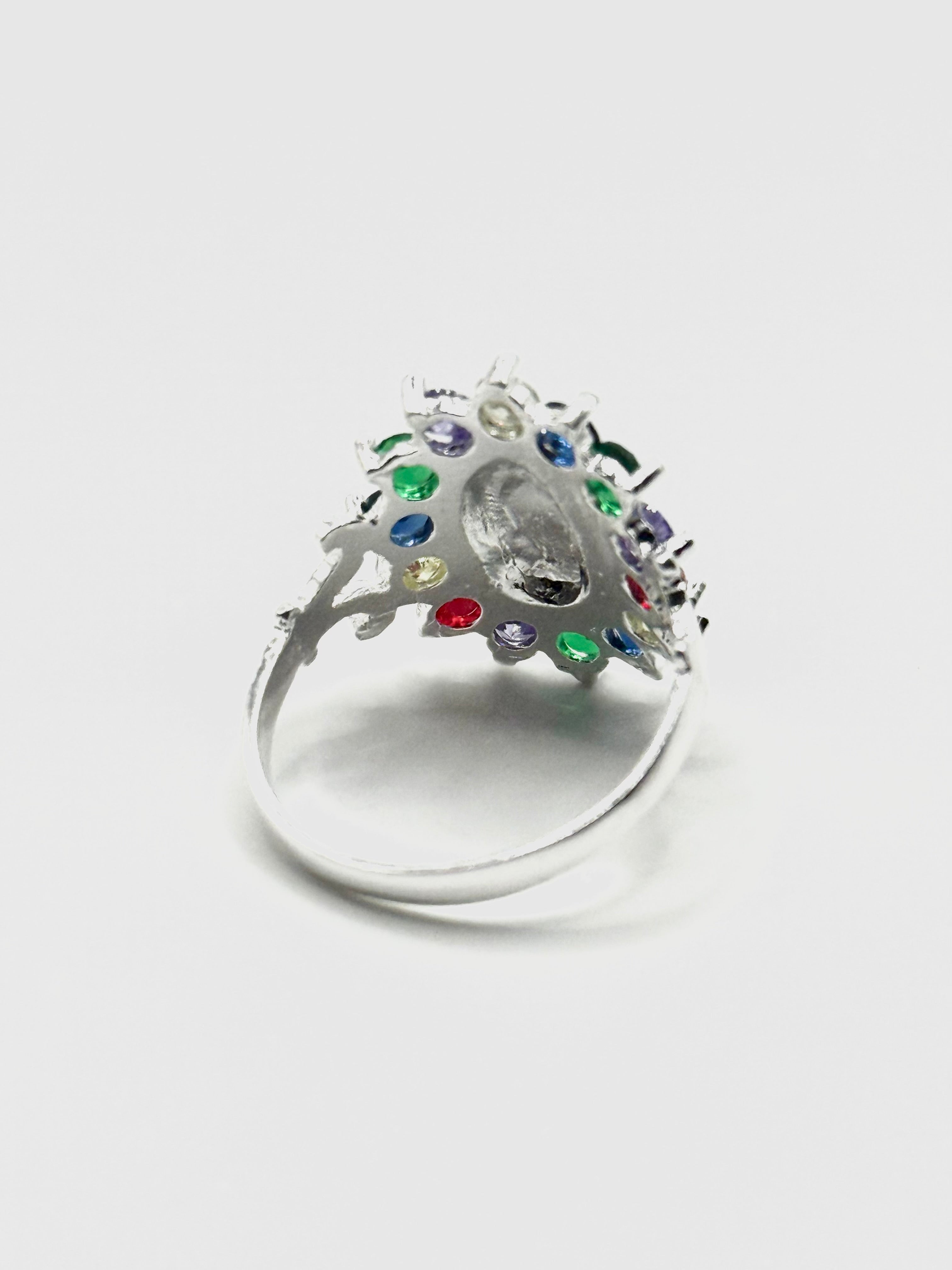 Virgin Mary multi colored stones woman’s ring