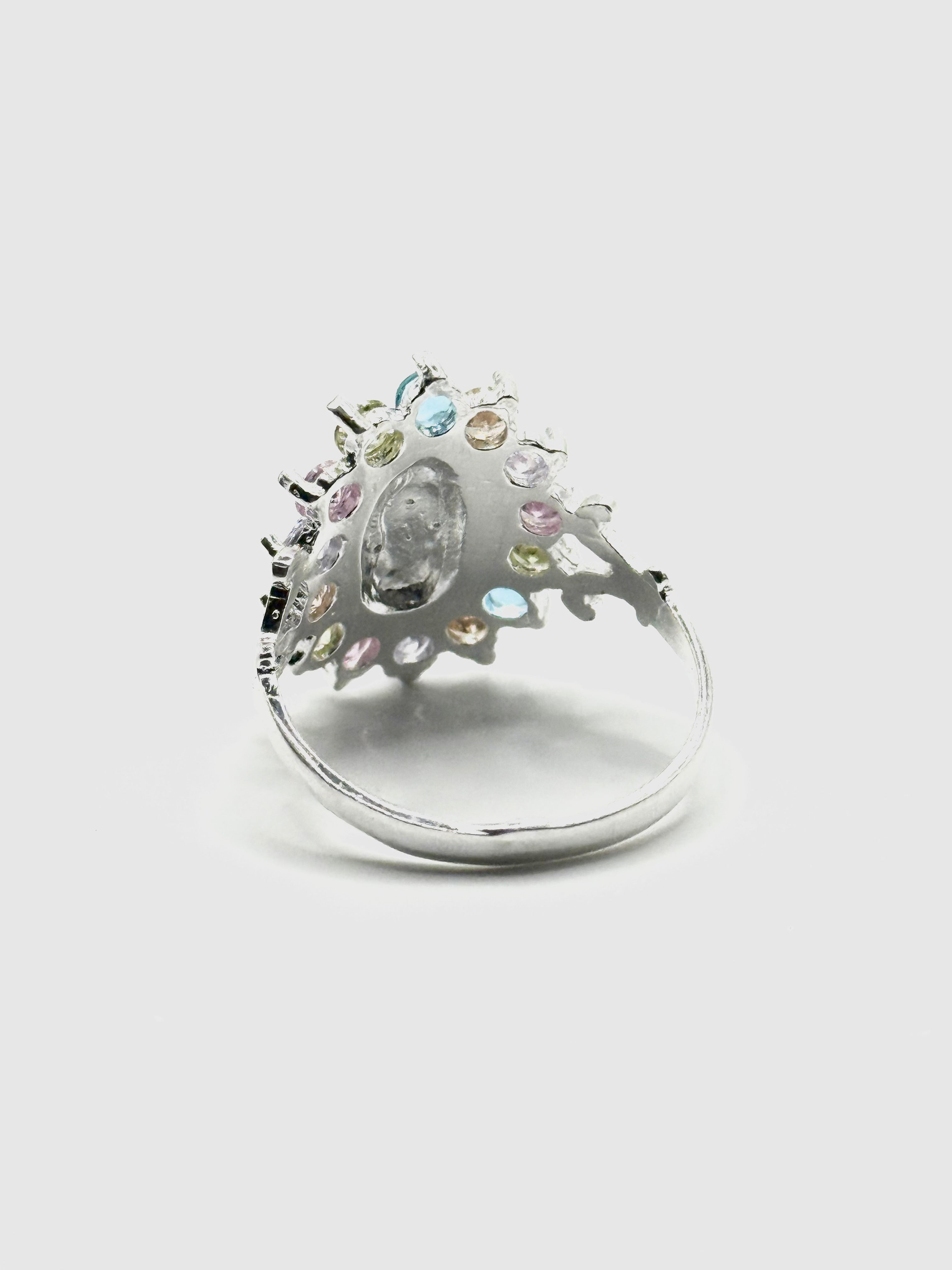 Virgin Mary woman’s ring ( pink and blue stones)