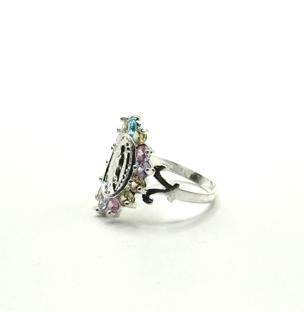 Virgin Mary woman’s ring ( pink and blue stones)
