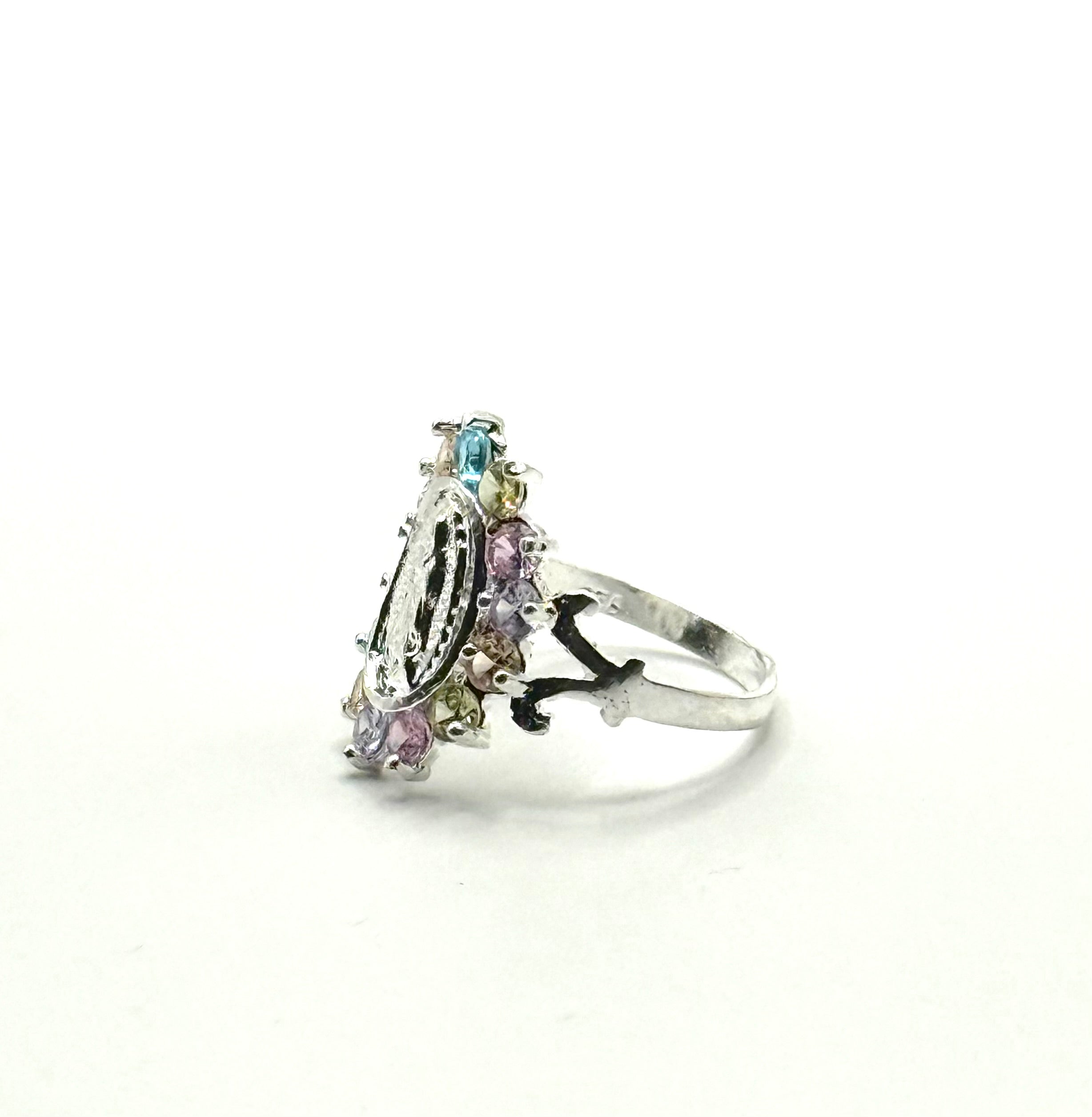 Virgin Mary woman’s ring ( pink and blue stones)