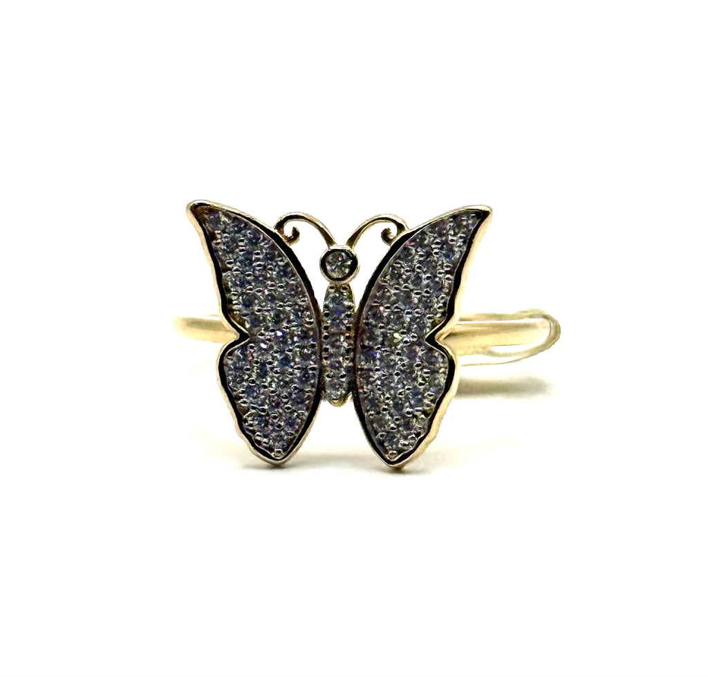 Woman’s iced out butterfly ring