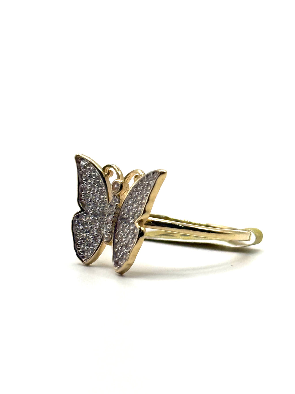 Woman’s iced out butterfly ring