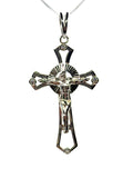 Silver cross with bezel setting